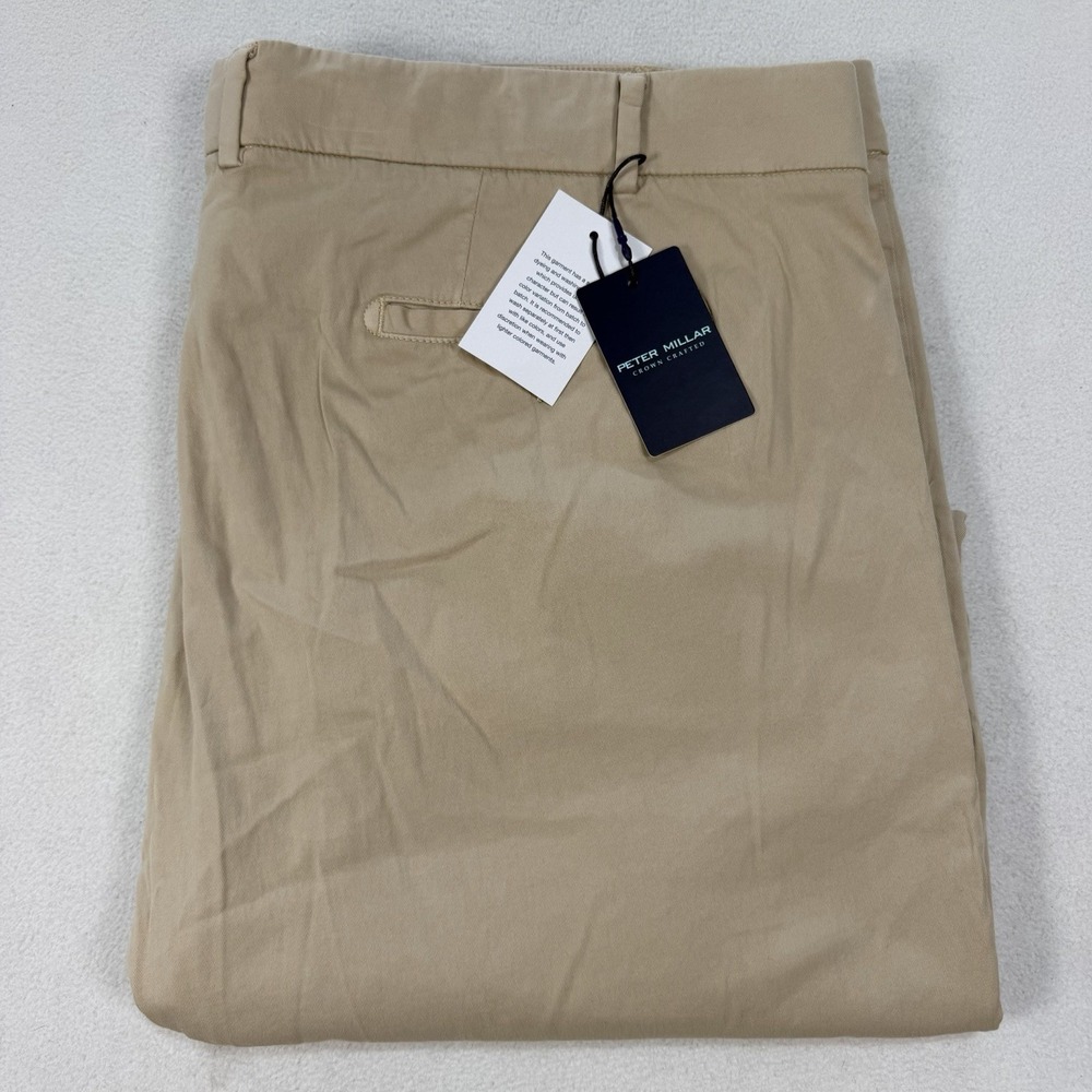 NWT Peter Millar Crown Crafted Beige Carlyle Tailored Fit Mens Chino Pants 42x34